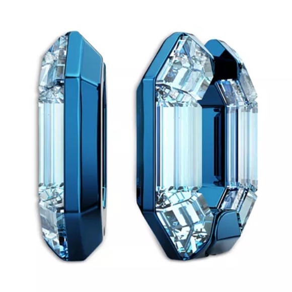 Swarovski Blue Lucent Octagon Hoop Earrings - Picture 3 of 15